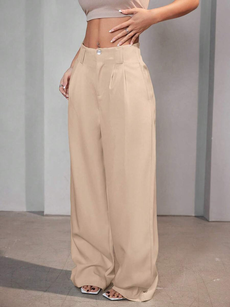 Calça Pantalona Feminina Alfaiataria Cintura Alta Perna Larga Bellizzi 