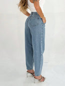 Calça Jeans Mom Feminina 100% Algodão Casual Saina Office Bellizzi 