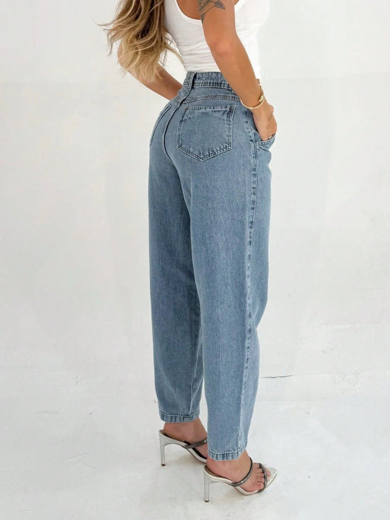 Calça Jeans Mom Feminina 100% Algodão Casual Saina Office Bellizzi 