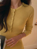 DAZY Vestido de Tricô Midi com Zíper Parcial e Ajuste Slim Fit, Roupas Femininas de Outono Bellizzi 