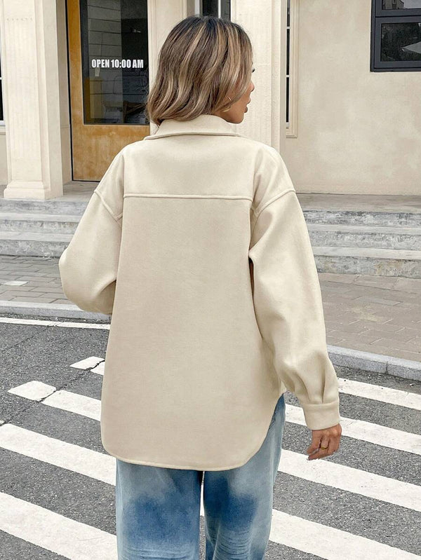 Casaco Feminino Tipo Lã com Bolso Bainha Assimétrica Bellizzi 