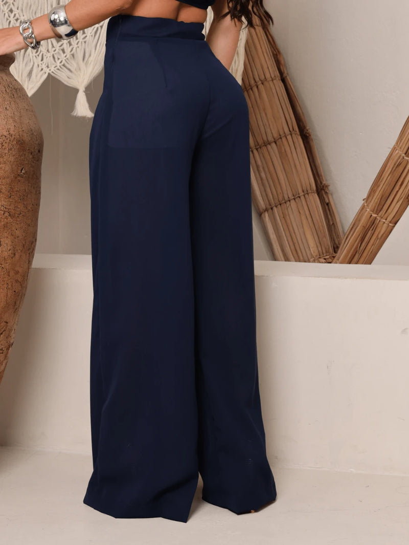 Calça Pantalona Feminina em Alfaiataria Elegante Bellizzi 