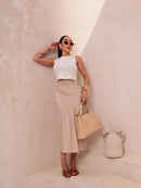 Saia em Cetim Midi com Elástico Bellizzi 