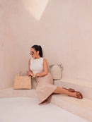 Saia em Cetim Midi com Elástico Bellizzi 