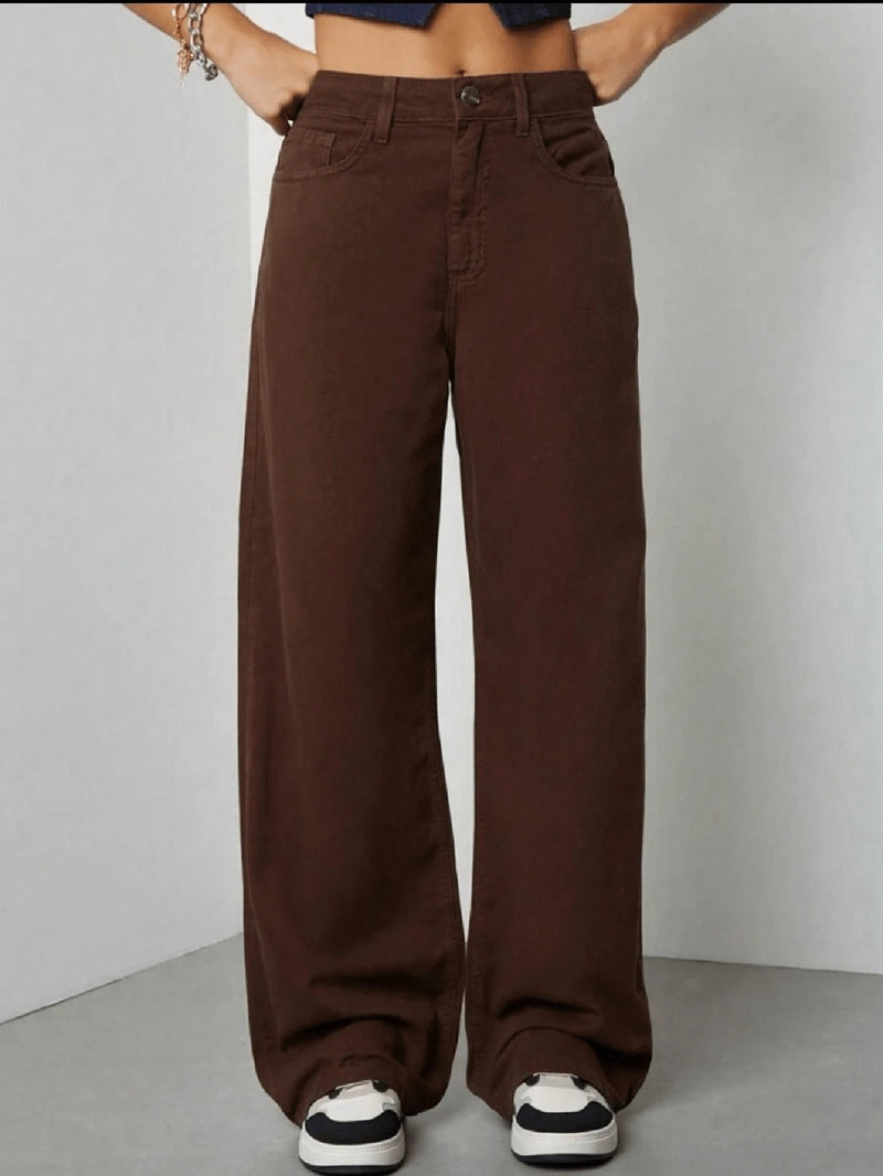 Calça Wide Leg Pantalona Feminina Jeans Cintura Alta Bellizzi 