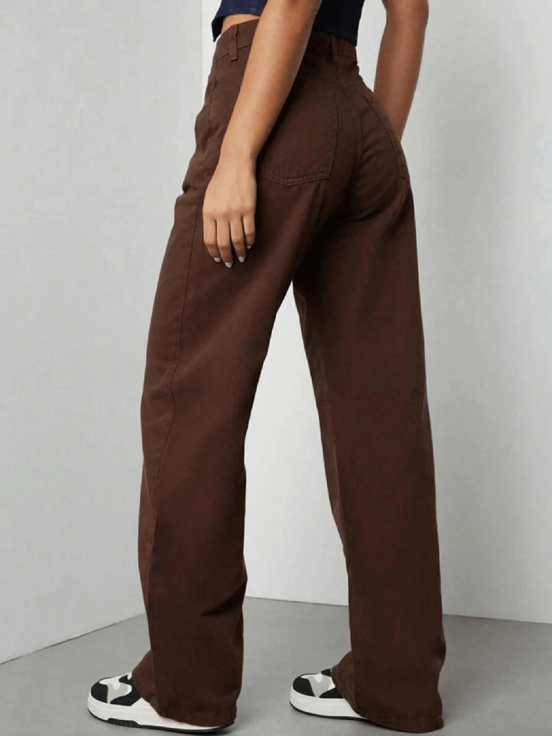 Calça Wide Leg Pantalona Feminina Jeans Cintura Alta Bellizzi 