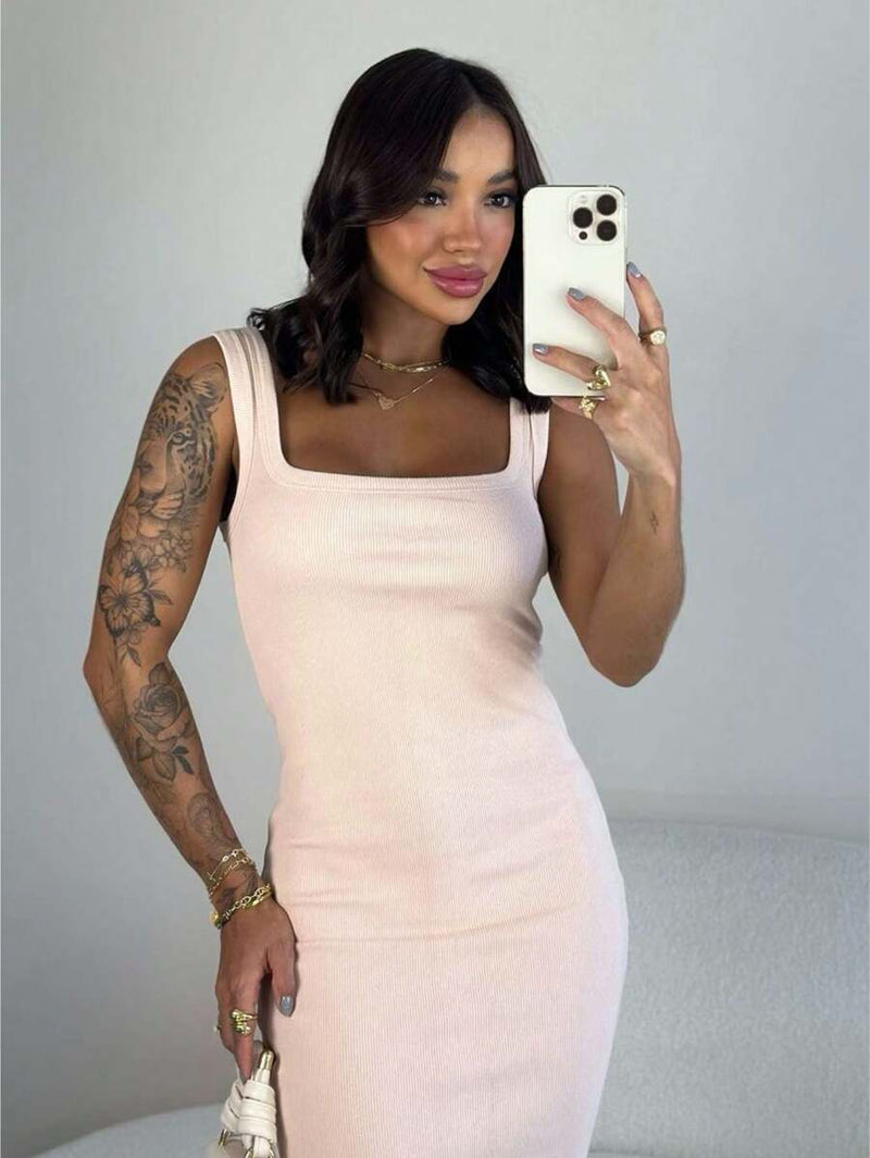 Vestido Regata Midi Feminino Vinho Algodão Ribana Casual