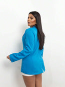 Blazer Feminino Alongado de Alfaiataria com Botão Social Bellizzi 