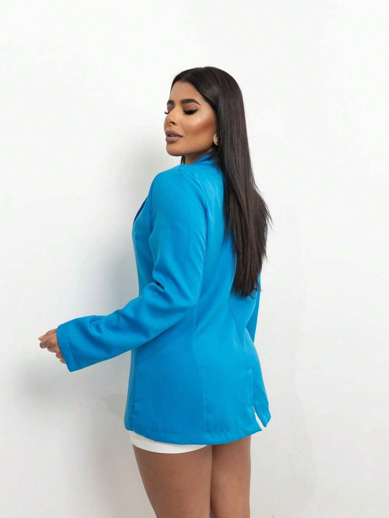 Blazer Feminino Alongado de Alfaiataria com Botão Social Bellizzi 