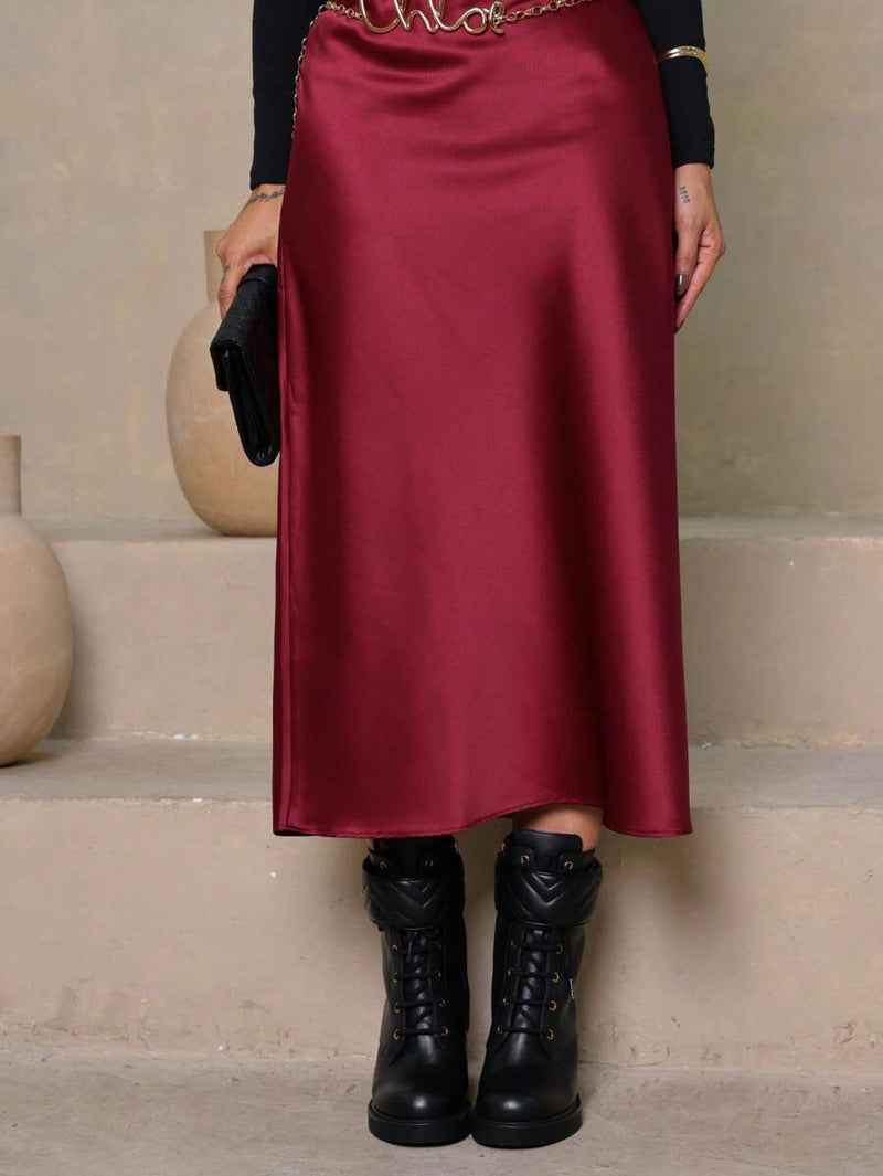 Saia em Cetim Midi com Elástico Bellizzi 