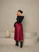 Saia em Cetim Midi com Elástico Bellizzi 