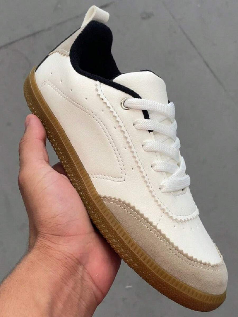 Tênis Feminino Branco Aveia Sintético Casual Cano Baixo KAUZE