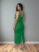 Vestido Midi Feminino Malha Slim Fit Elegante Bellizzi 