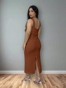 Vestido Midi Feminino Malha Slim Fit Elegante Bellizzi 