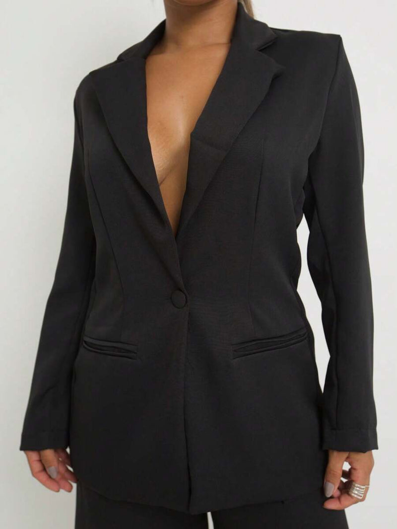 Blazer Feminino Alongado de Alfaiataria com Botão Social Bellizzi 