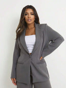 Blazer Feminino Alongado de Alfaiataria com Botão Social Bellizzi 