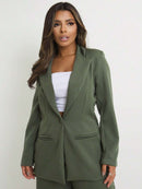 Blazer Feminino Alongado de Alfaiataria com Botão Social Bellizzi 