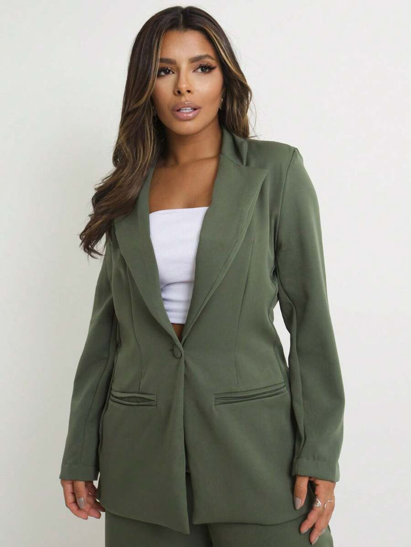 Blazer Feminino Alongado de Alfaiataria com Botão Social Bellizzi 