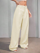 Calça Pantalona Feminina Alfaiataria Cintura Alta Perna Larga Bellizzi 