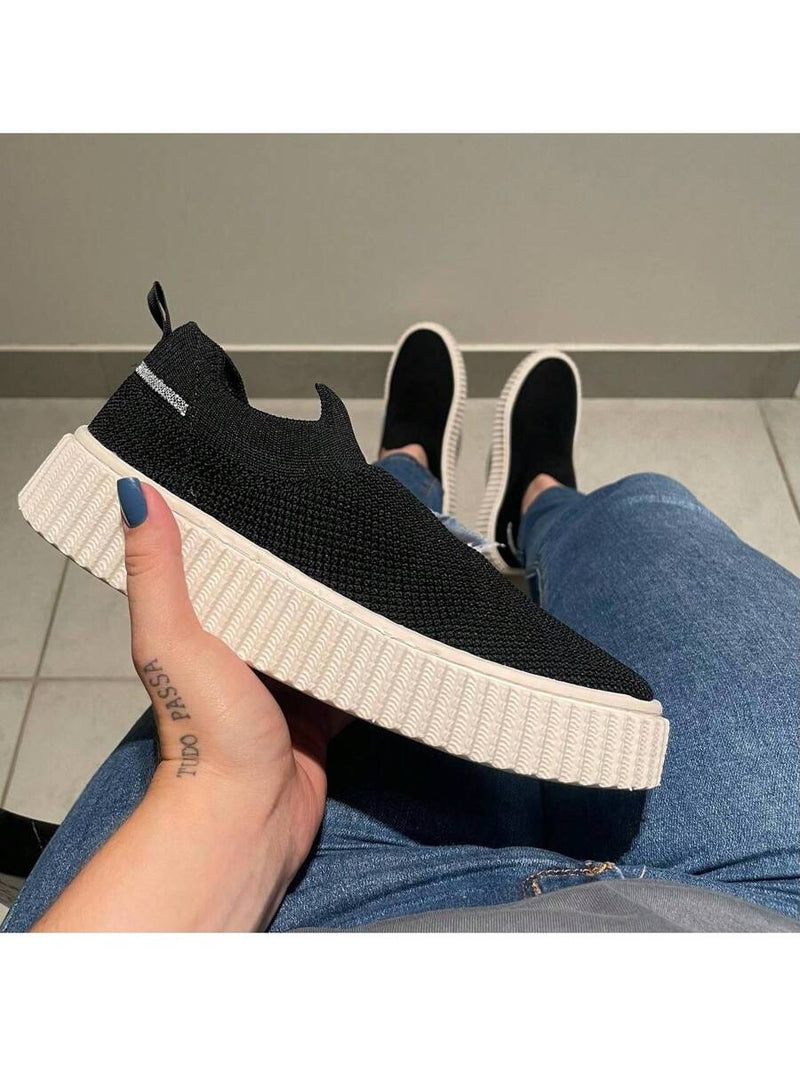 Tênis Meia Feminino Slip On Casual Nylon Soft Ultra Leve