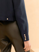 Jaqueta Feminina em Poliéster com Bolso e Fivela Casual Bellizzi 