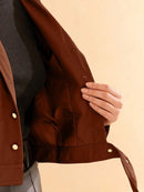 Jaqueta Feminina em Poliéster com Bolso e Fivela Casual Bellizzi 