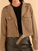 Jaqueta Feminina em Poliéster com Bolso e Fivela Casual Bellizzi 