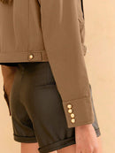 Jaqueta Feminina em Poliéster com Bolso e Fivela Casual Bellizzi 