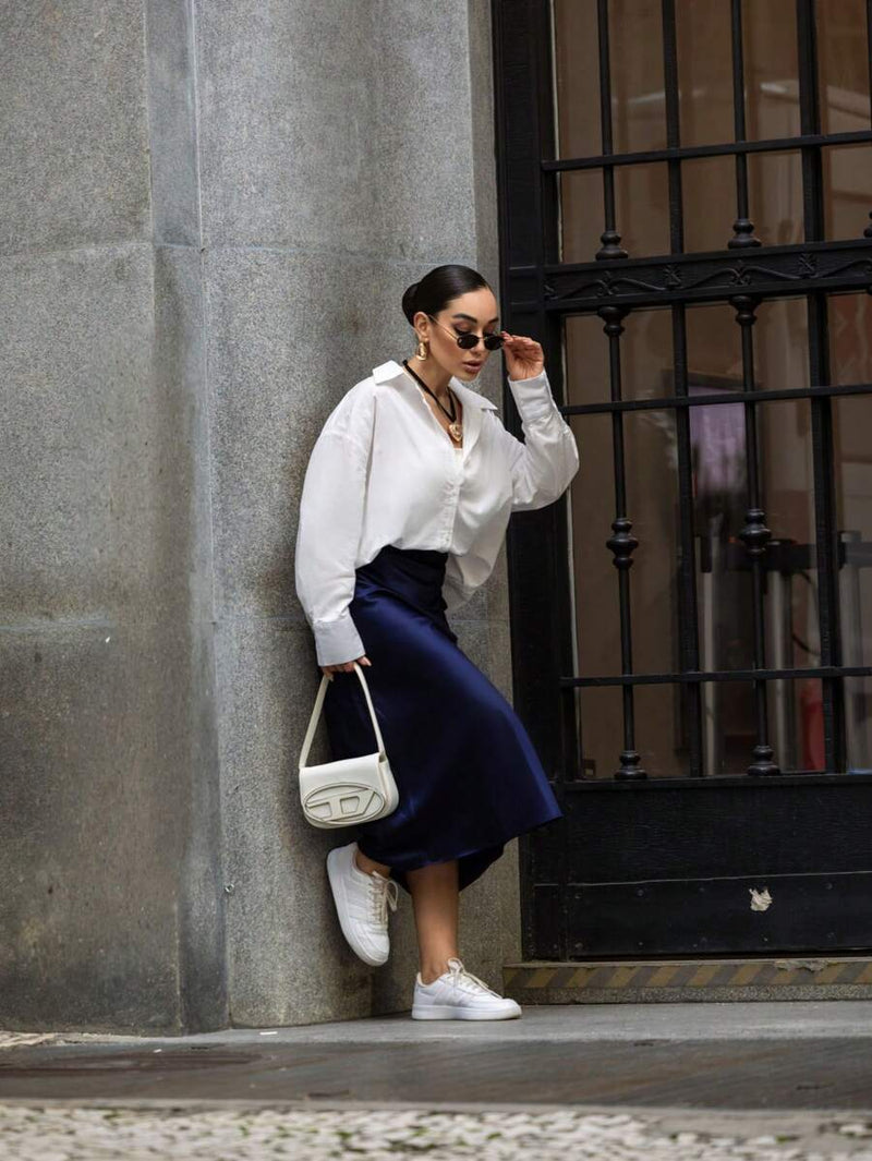 Saia em Cetim Midi com Elástico Bellizzi 