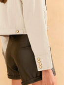 Jaqueta Feminina em Poliéster com Bolso e Fivela Casual Bellizzi 