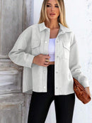 Jaqueta Feminina Suede Oversize com Bolsos Casuais Bellizzi 