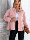 Jaqueta Feminina Suede Oversize com Bolsos Casuais Bellizzi 