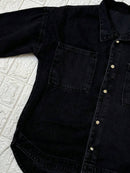 Jaqueta Jeans Feminina de Algodão Ombro Caído Casual Bellizzi 