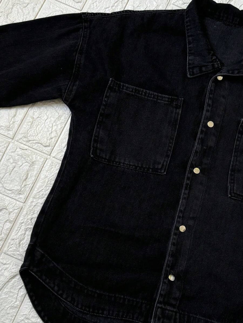 Jaqueta Jeans Feminina de Algodão Ombro Caído Casual Bellizzi 