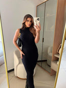 Vestido Feminino Canelado Sem Manga Modal Premium Casual Bellizzi 