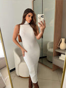 Vestido Feminino Canelado Sem Manga Modal Premium Casual Bellizzi 