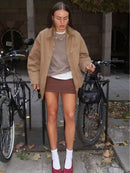 Saia Feminina Curta em Tecido Alfaiataria Estilo Casual