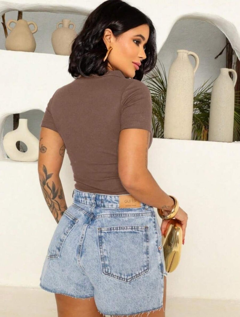 Camisa Polo Feminina de Algodão Ribana Premium Casual