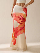 SHEIN Tall Saia de Tule com Estampa Floral e Bainha Tipo Sereia Cintura Baixa, Férias Bellizzi 