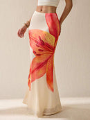 SHEIN Tall Saia de Tule com Estampa Floral e Bainha Tipo Sereia Cintura Baixa, Férias Bellizzi 