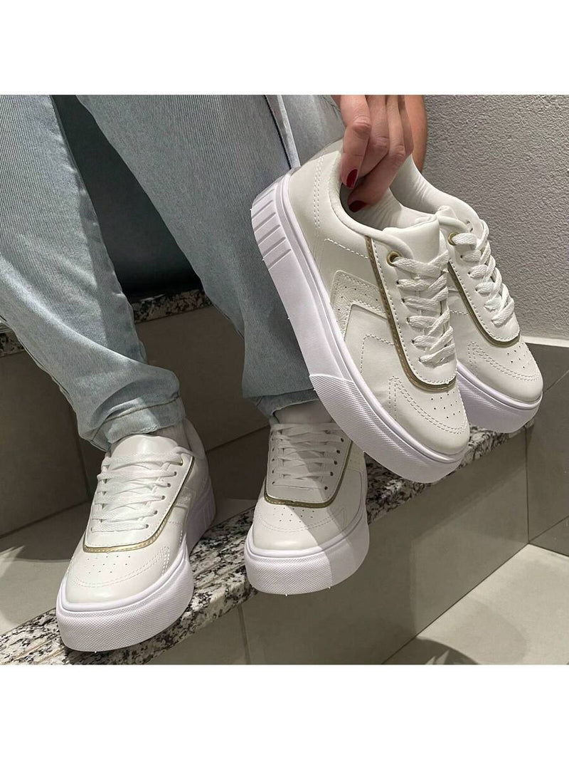 Tênis Feminino Casual Retrô Clássico Napa Confortável