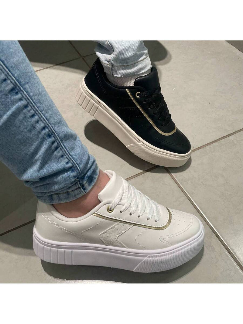 Tênis Feminino Casual Retrô Clássico Napa Confortável