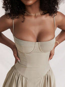 Vestidos longos vintage franceses estilo corte com cabresto Bellizzi 