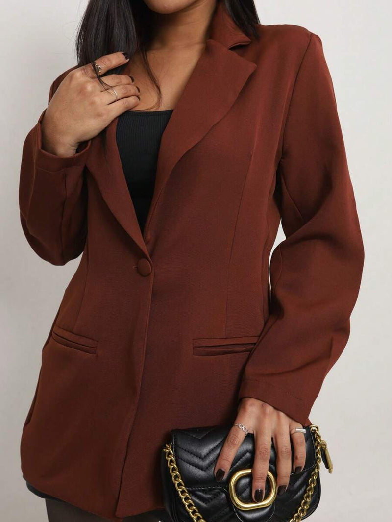 Blazer Feminino Alongado de Alfaiataria com Botão Social Bellizzi 