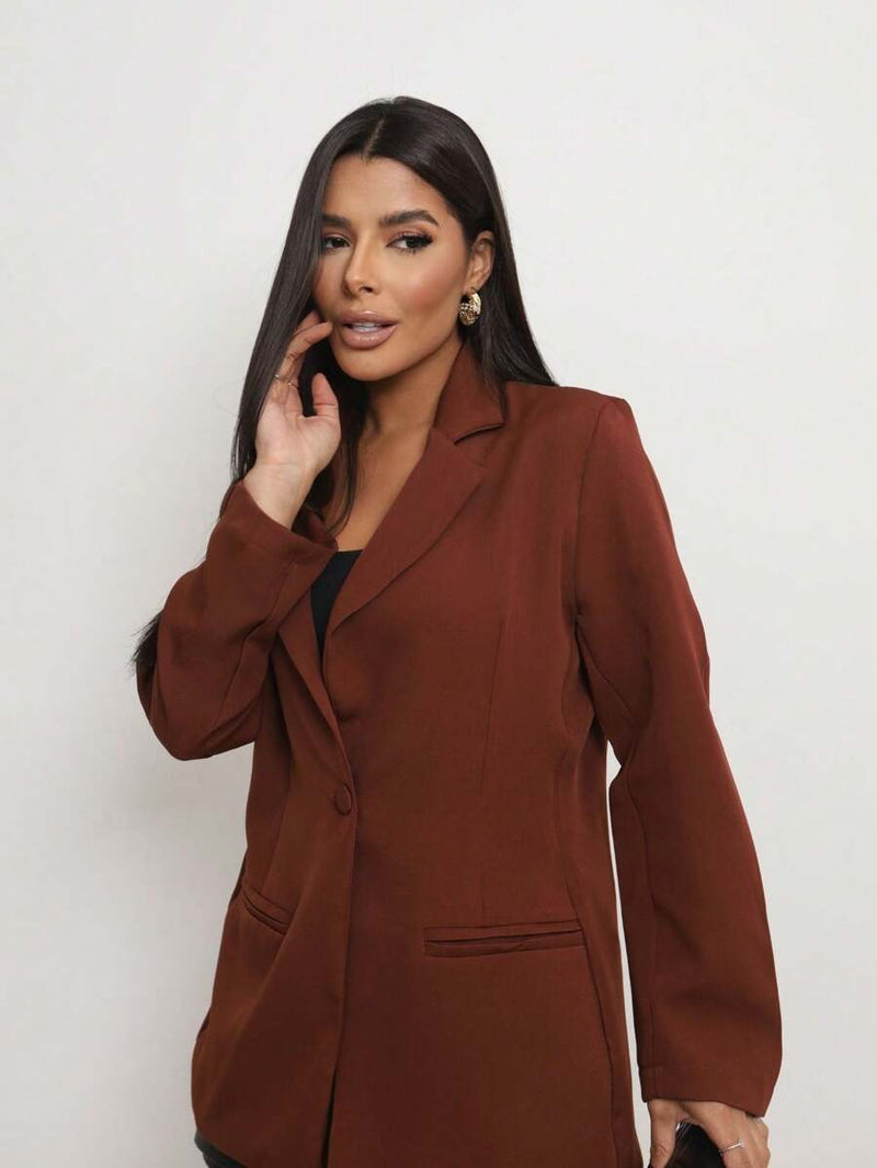 Blazer Feminino Alongado de Alfaiataria com Botão Social Bellizzi 