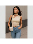 Blusa Manga Longa Camiseta Feminina De Manga Comprida E Ombro Obliquo, Slim Fit Bellizzi 