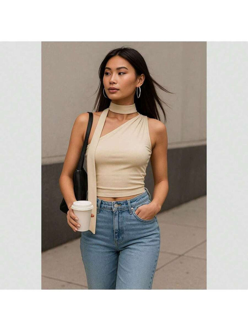 Blusa Manga Longa Camiseta Feminina De Manga Comprida E Ombro Obliquo, Slim Fit Bellizzi 