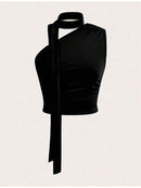 Blusa Manga Longa Camiseta Feminina De Manga Comprida E Ombro Obliquo, Slim Fit Bellizzi 