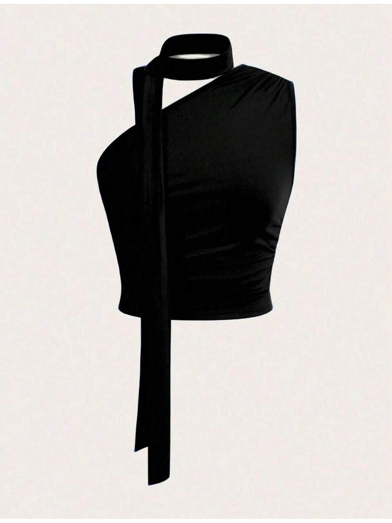 Blusa Manga Longa Camiseta Feminina De Manga Comprida E Ombro Obliquo, Slim Fit Bellizzi 