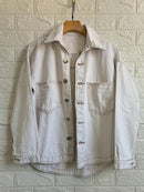 Jaqueta Jeans Feminina de Algodão Ombro Caído Casual Bellizzi 